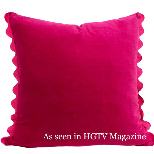 Fuchsia Pink Velvet Pillow Cover With Ric Rac Trim Etsy