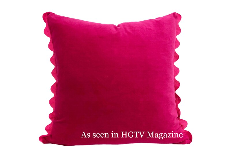 Fuchsia Pink Velvet Pillow Cover with Ric Rac Trim 