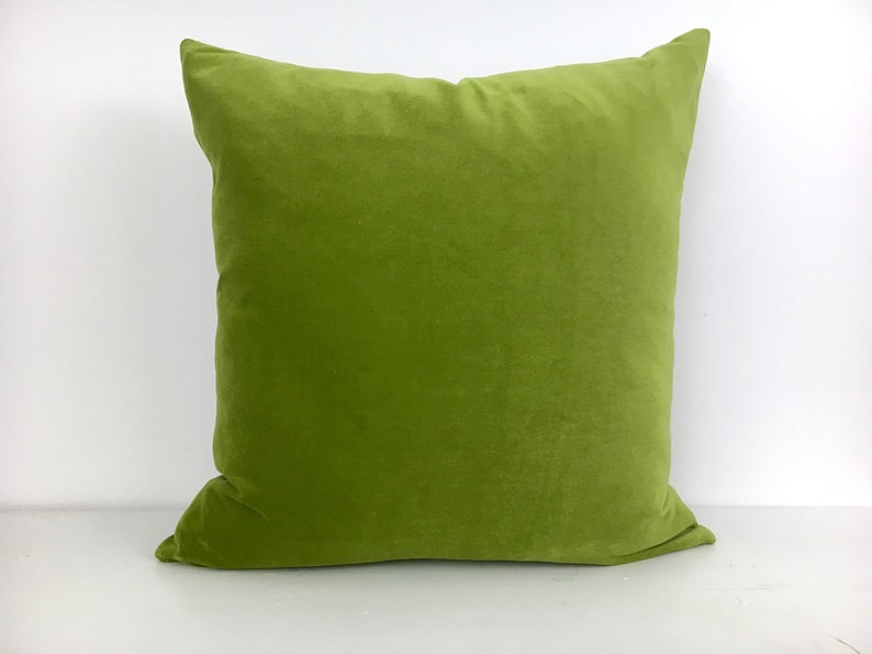 Green Velvet Pillow Cover with Navy Blue Greek Key Trim Etsy