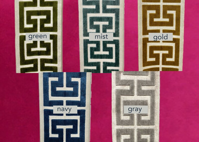 Fuchsia Pink Velvet Lumbar Pillow Cover With Large Greek Key Etsy