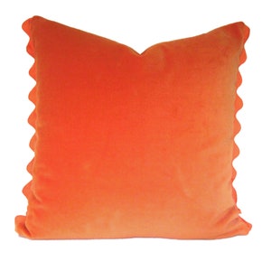 Orange Pillow Cover Orange Velvet PIllow Cover with Ric Rac Trim image 1