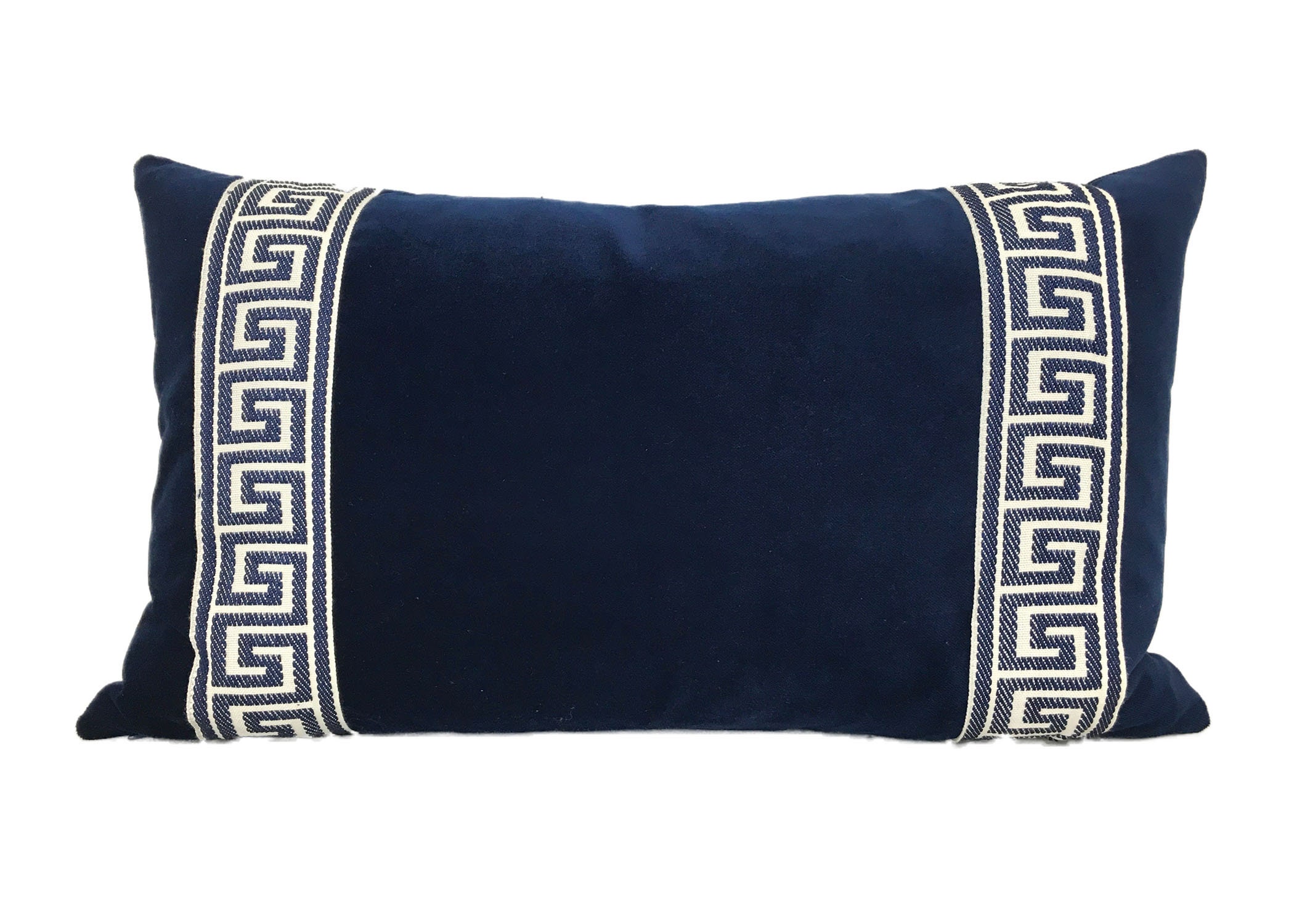 navy blue velvet lumbar pillow