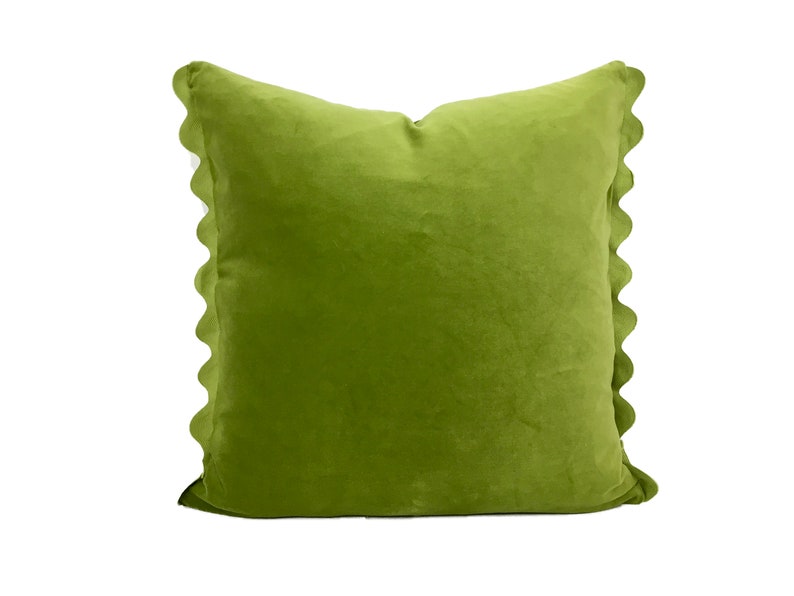 Lime Green Velvet Pillow Cover With Ric Rac Trim Etsy