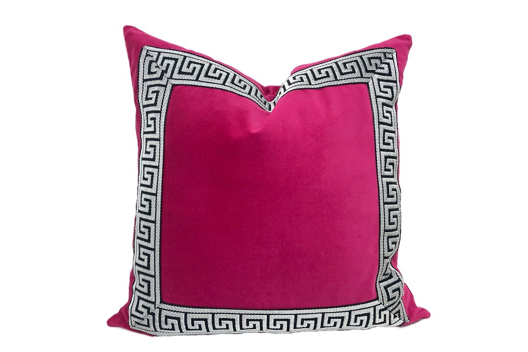Fuchsia Pink Pillow Cover With Greek Key Trim SELECT TRIM Etsy Sweden