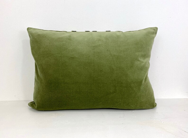 Sage Green Velvet Lumbar Pillow Cover With Large Greek Key Etsy