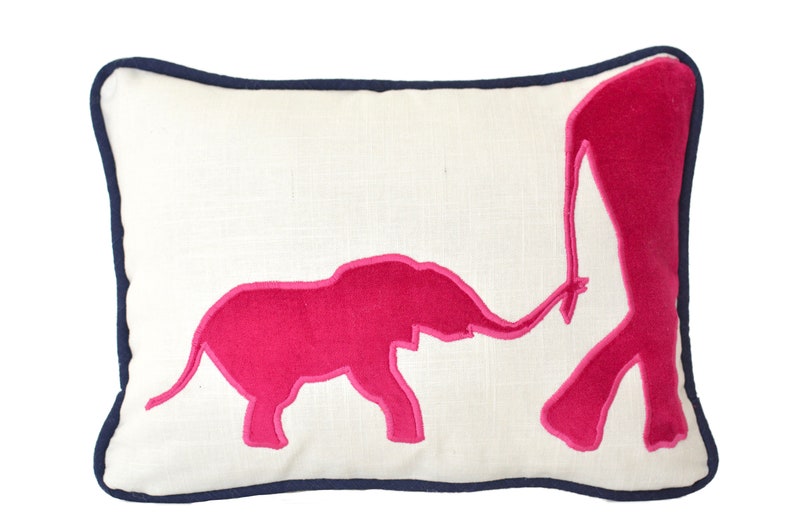 Elephant Pillow Elephant Pillow Cover With Hot Pink Velvet Etsy