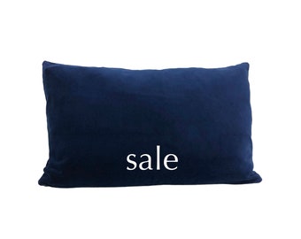 SALE Navy Blue Solid Velvet Lumbar Pillow Cover