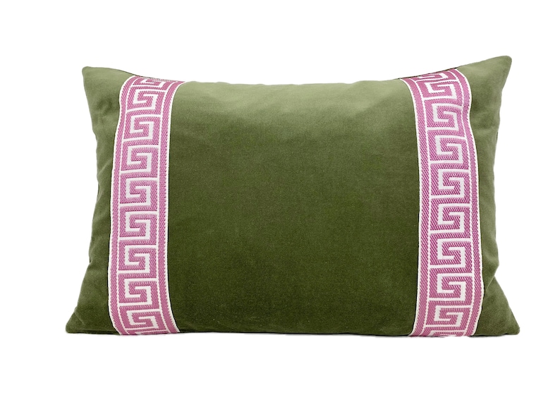 Sage Green Lumbar Pillow Cover With Greek Key Trim SELECT Etsy