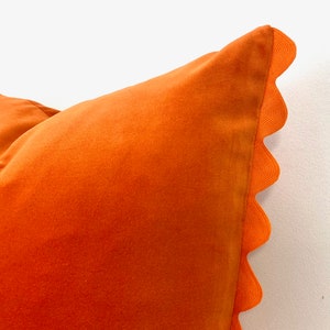 Orange Pillow Cover Orange Velvet PIllow Cover with Ric Rac Trim image 4