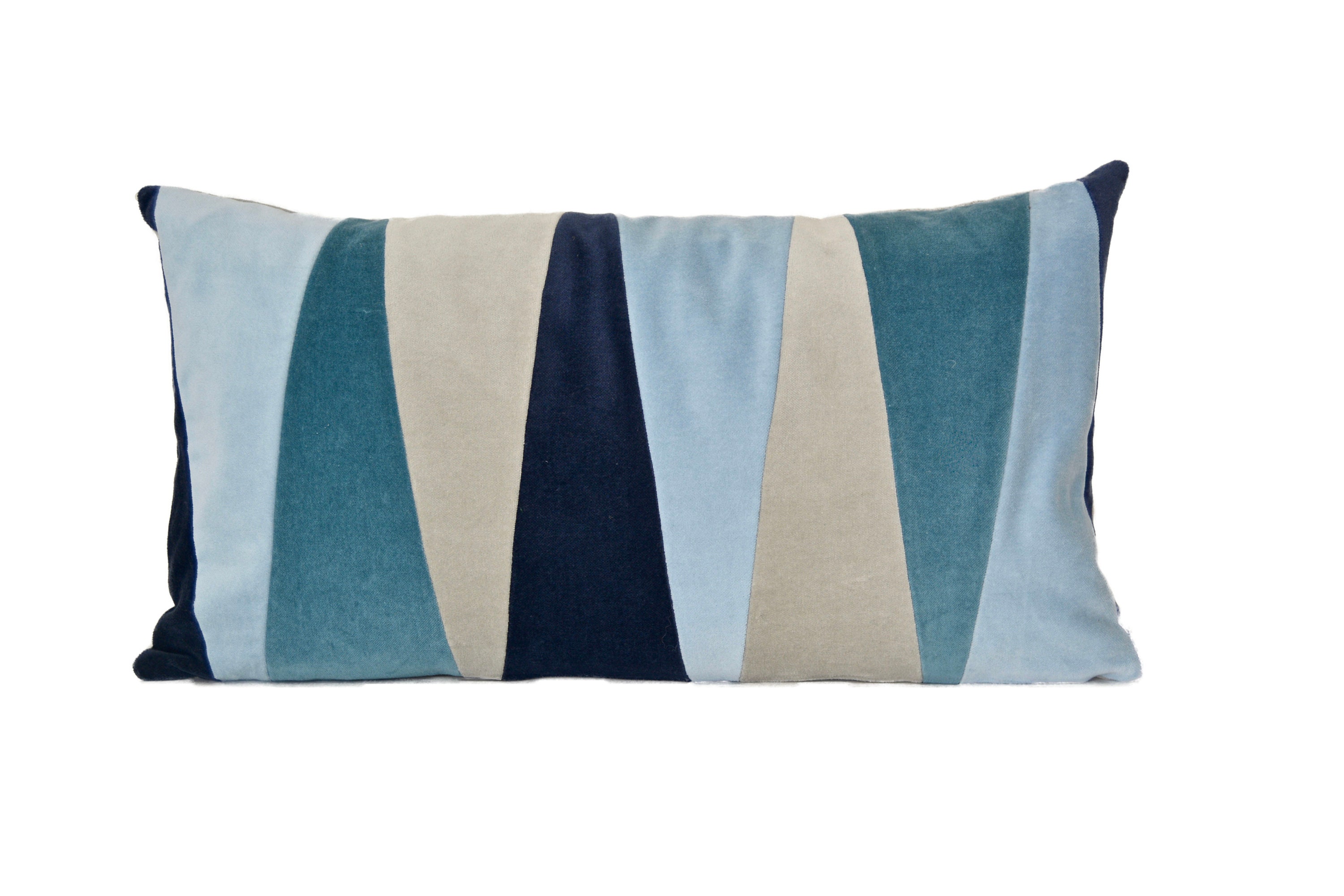 Blue and Grey Velvet Lumbar Pillow Cover Etsy