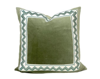 Sage Green Pillow Cover with Zig Zag Trim - SELECT TRIM COLOR