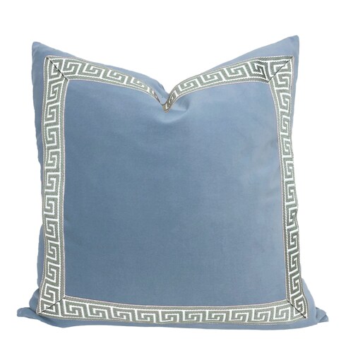 Navy Blue Velvet Pillow Cover With Large Greek Key SELECT Etsy