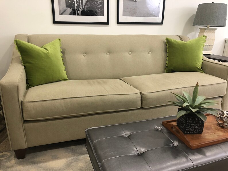 Lime Green Velvet Pillow Cover With Ric Rac Trim Etsy