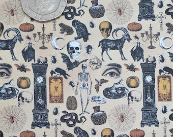 1:12 miniature Spooky Dollhouse Wallpaper, Witch, Raven, Snake Print (A4 Sheet)