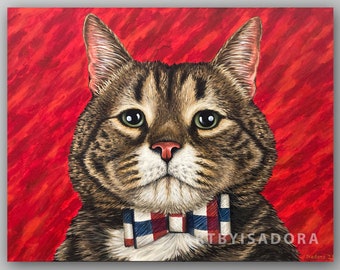 Realistic Cat Portrait Hand Painted Custom Cat Painting on Canvas from Photo - Cat or Dog Gift - custom portrait of your pet