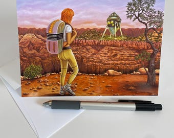 Fifth Element Inspired Leeloo Art Greeting Cards – Science Fiction Grand Canyon Note Card