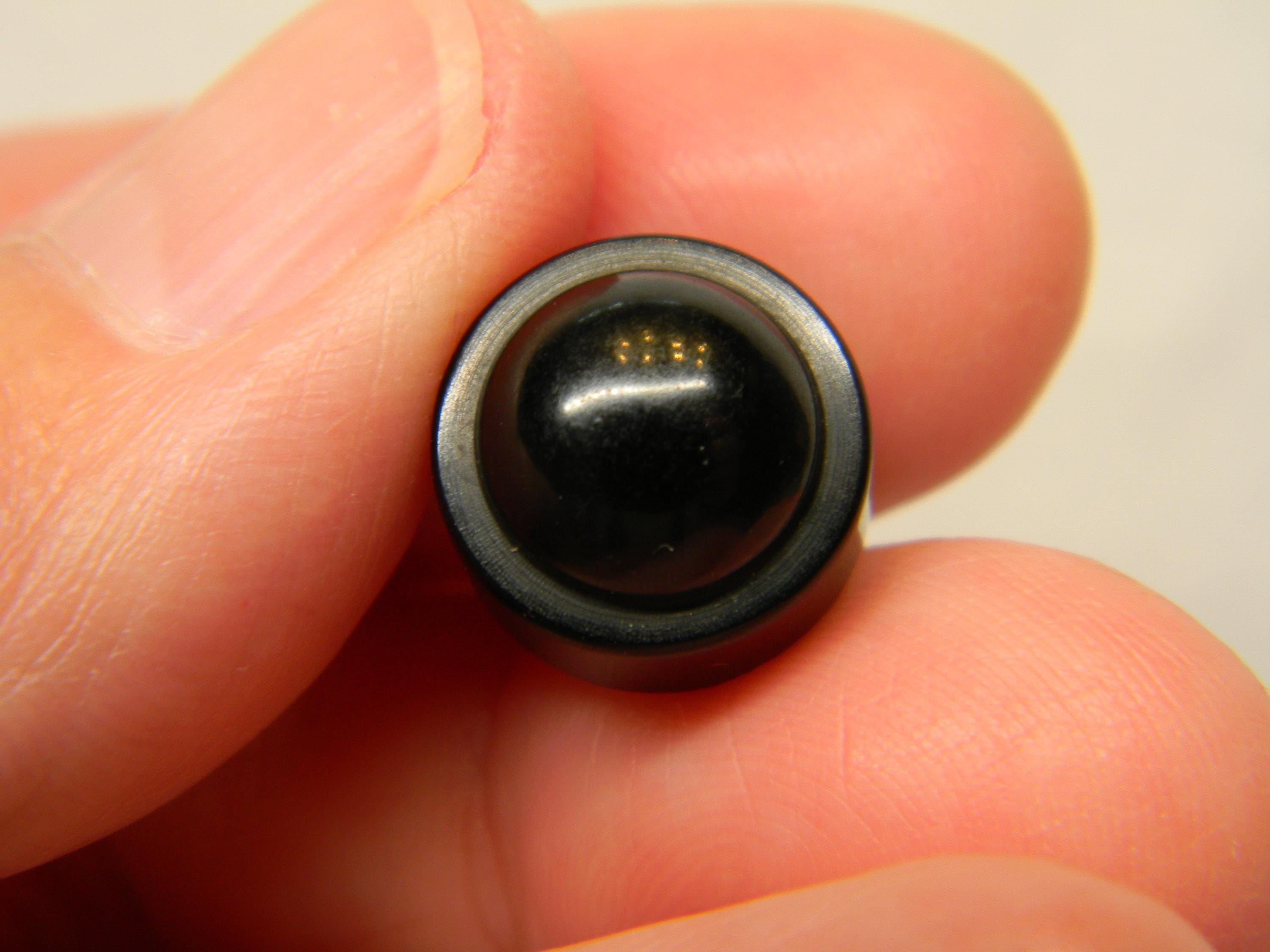 Three Small Black Antique Bakelite Buttons with Metal Loop Shanks