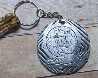 Your Average Witch Podcast Keychain. witchy gift for her, birthday gift for witch, unique gift for best friend, halloween gift for car lover