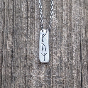 Witch Runes Vertical Bar Necklace, birthday gift for witch, pagan gift for women, yule gift for sister, witchy gift for best friend, futhark image 1