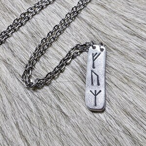 Witch Runes Vertical Bar Necklace, birthday gift for witch, pagan gift for women, yule gift for sister, witchy gift for best friend, futhark image 2