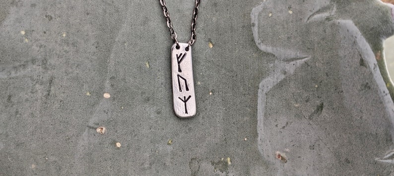 Witch Runes Vertical Bar Necklace, birthday gift for witch, pagan gift for women, yule gift for sister, witchy gift for best friend, futhark image 7