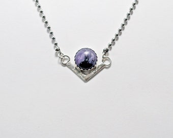 sterling silver & purple charoite necklace, As Seen on TV, Original Vampire, birthday gift for teen girl, bridal gift for spring wedding