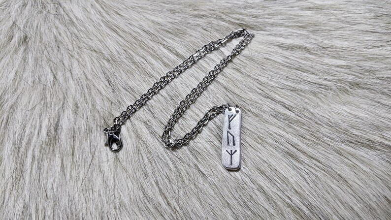 Witch Runes Vertical Bar Necklace, birthday gift for witch, pagan gift for women, yule gift for sister, witchy gift for best friend, futhark image 2