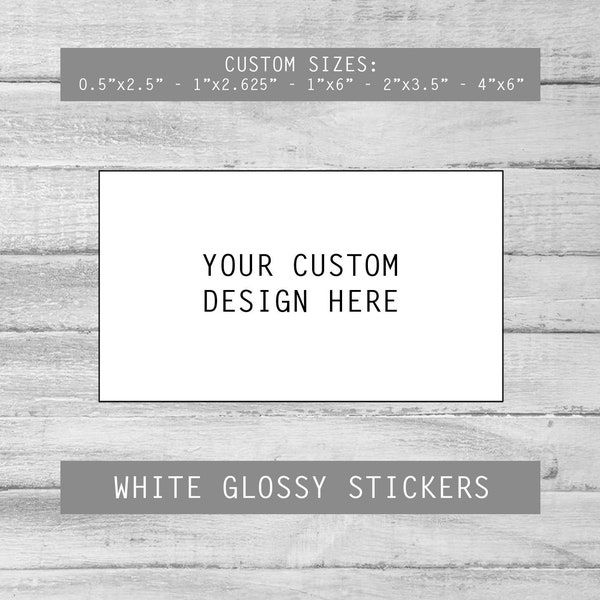 Custom Rectangle Stickers - White Gloss Stickers - Custom Logo Stickers - Personalized Rectangle Stickers - Your Logo Here