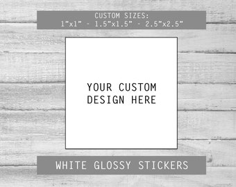 Custom Logo Stickers: White Gloss Square Stickers