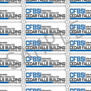 May include: A white rectangular sticker with blue text that reads "CFBSI Design Build General Contractor Cedar Falls Building Systems, Inc."