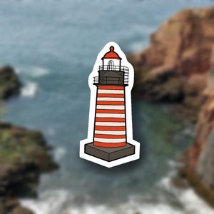 Lighthouse Nature Sticker, Coastal Water Bottle Sticker, Travel Lover Adventure Sticker, Maine Vinyl Sticker, Outdoor Hiking Gift