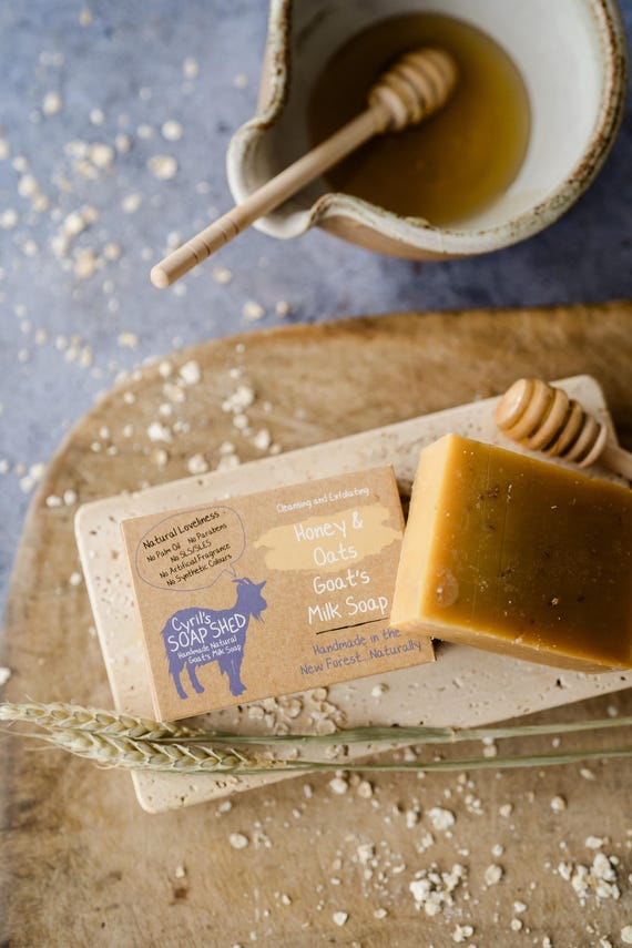 Honey & Oats Goat’s Milk Soap | Handmade Natural Soap UK | Gentle Soap for Sensitive Skin | Palm Oil Free | Gift Soap Bar