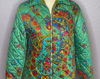 Vintage 60’s Quilted Puffer Jacket Jewel Colors