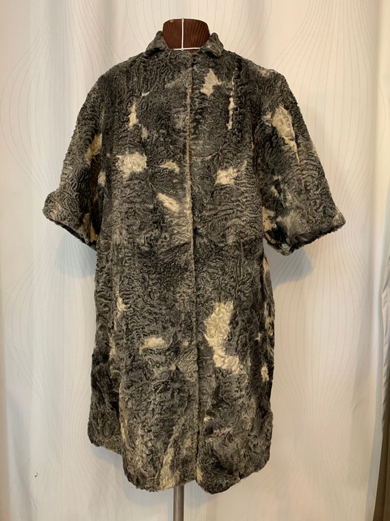 Vintage 50s/60s Speckled Curly Lamb Swing Coat