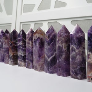Traum Amethyst, Chevron Amethyst Edelstein Türme, Glück Hoffnung Stein, Freundschaft Liebe, Beruhigend, löscht Negative Energie, Meditation