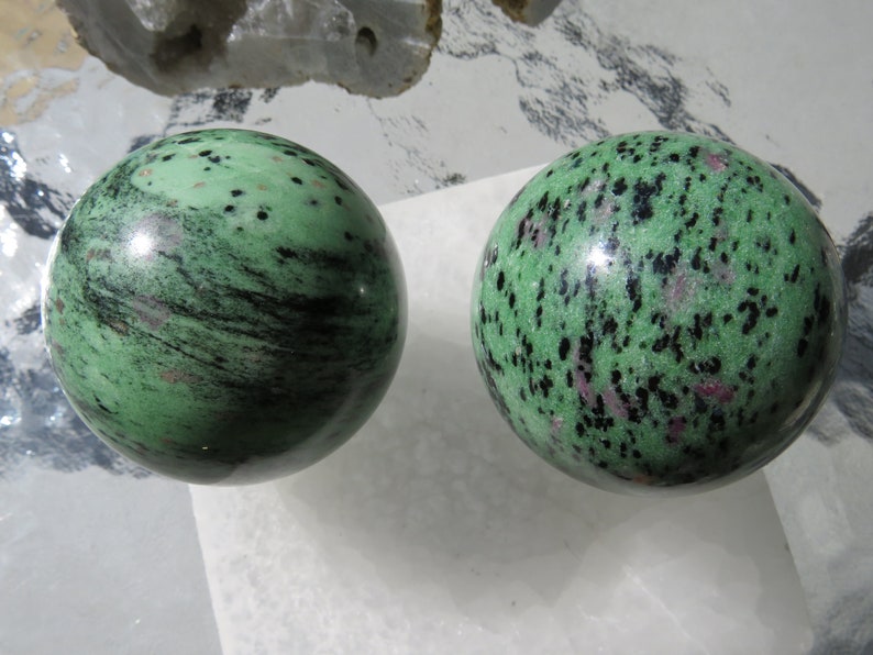 Divine love Ruby Zoisite Gemstone Spheres Over 1 lb. abundance vitality Balance growth happiness Deep healing