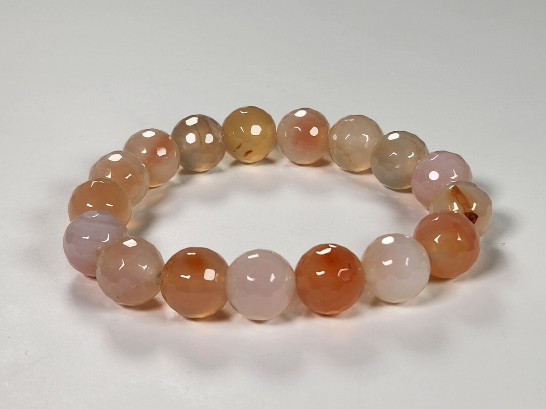 Peach Agate Bracelet, Agate Gemstones, Peach Agate Gemstone Bracelet