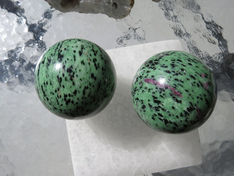 Divine love Ruby Zoisite Gemstone Spheres Over 1 lb. abundance vitality Balance growth happiness Deep healing
