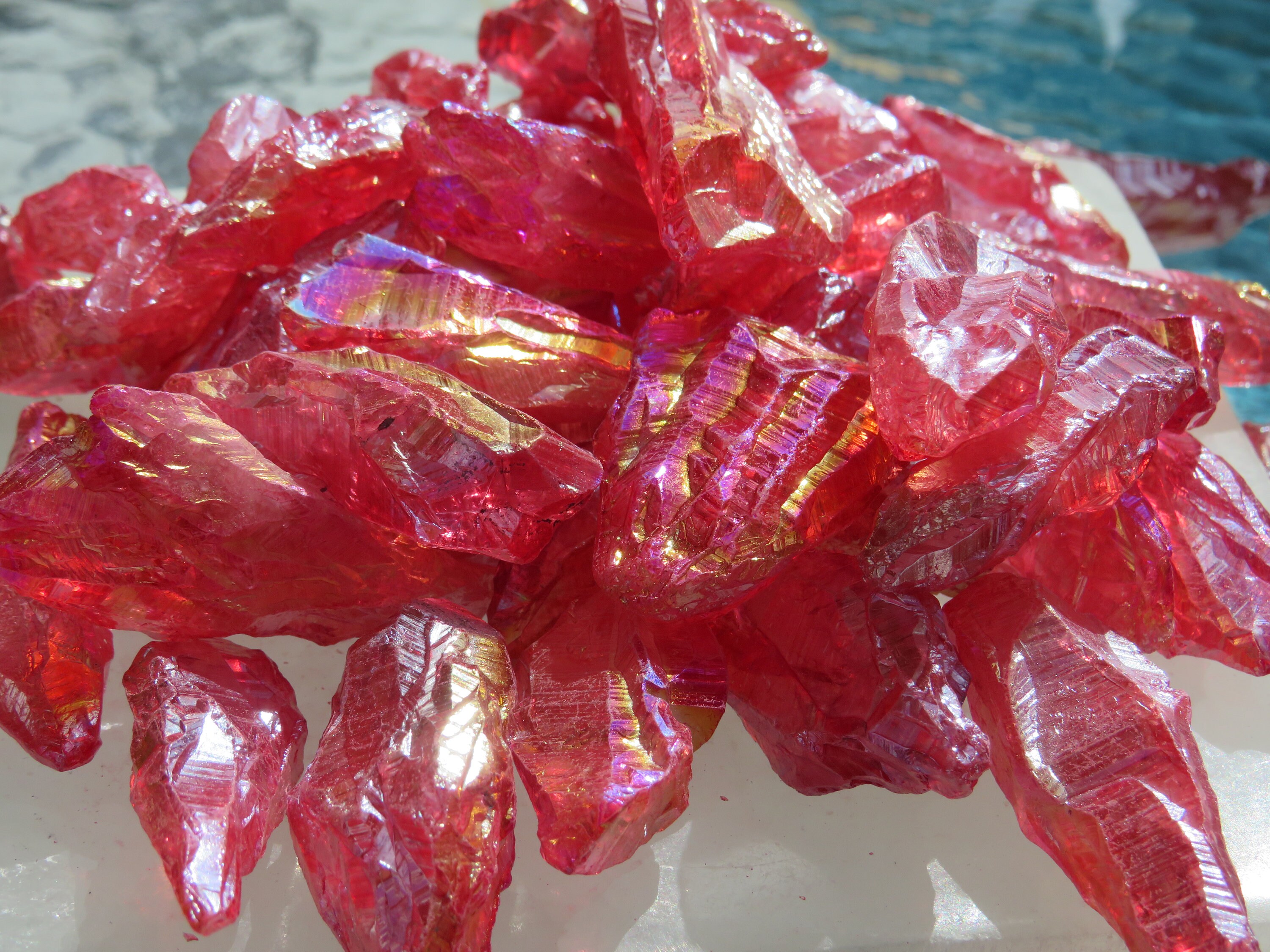 Ruby Red Aura Quartz Gemstone Chips Healing Pocket stone Etsy