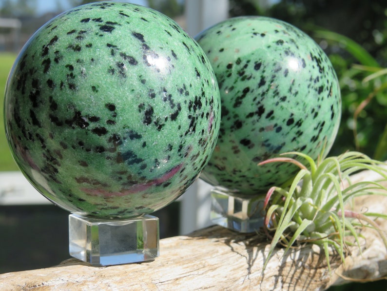 Divine love Ruby Zoisite Gemstone Spheres Over 1 lb. abundance vitality Balance growth happiness Deep healing