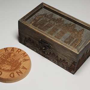 Laser Etched Wood Box, Stay Wild Wood Treasure box, Tree Storage Etched Wood Box, Keepsake Etched Box, Stash Tree line Etched Wood Box