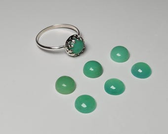 Chrysoprase Gemstone Ring, Silver Princess round Chrysoprase Ring, .999 Silver Set,  Choose your Stone, Tanzania and Australian Chrysoprase