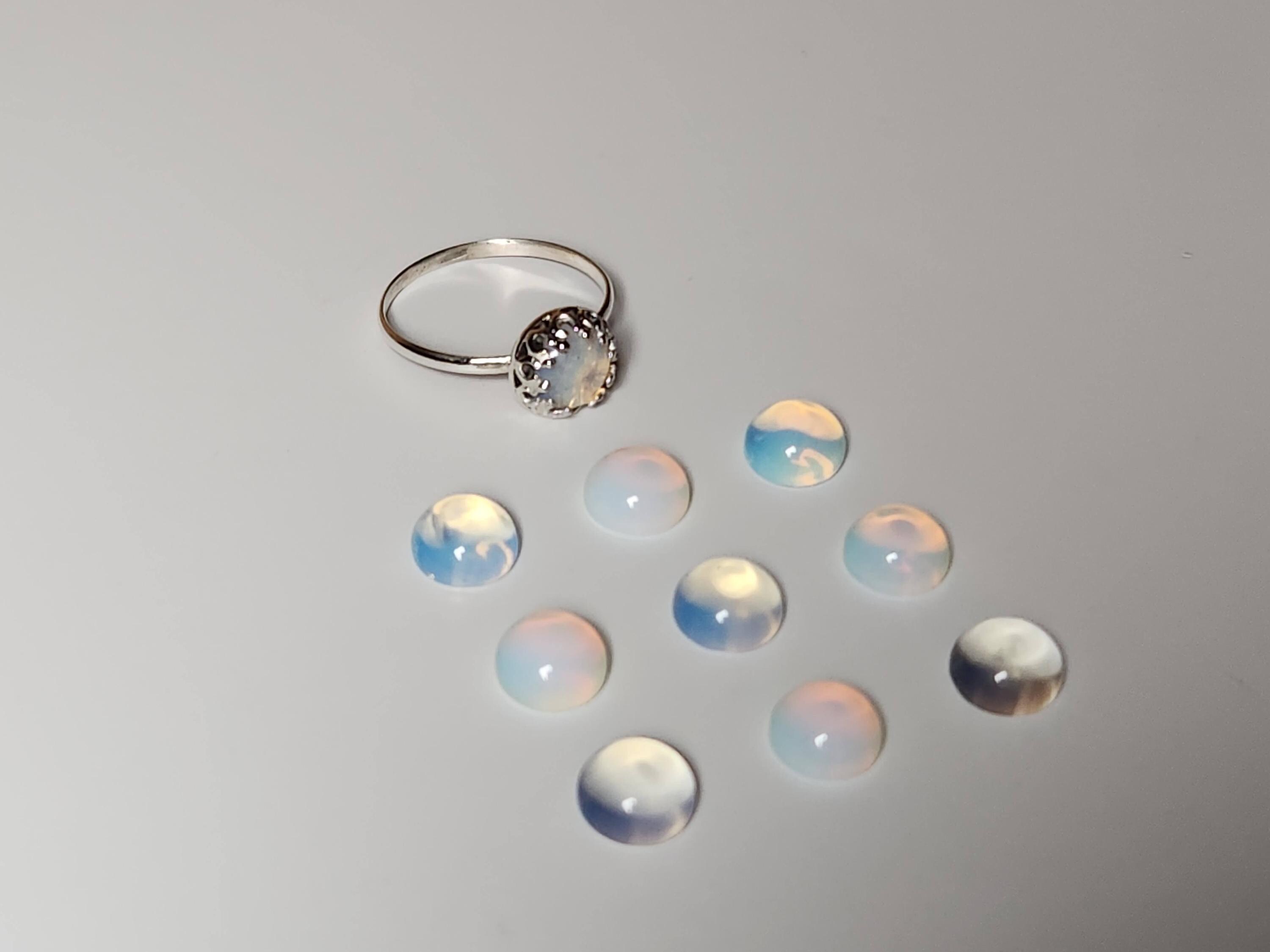 Opalite Gemstone Ring, Silver Princess round Opalite Ring, .999 Silver Set, Opalite Gemstone Ring, Choose your Stone