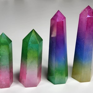 Aura Quartz Towers, Aura Watermelon Quartz, Aura Rainbow Quartz,Watermelon Quartz Aura, Aura Points,Aura Quartz tower, Rainbow Aura Gemstone