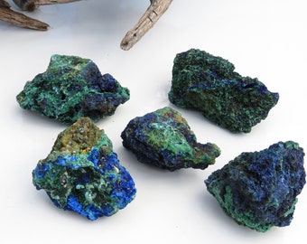 Azurite Malachite Raw Gemstones, Azurite Freeform, Healing, Memory Booster, Energy, Anxiety Calming stone, Malachite, Chatoyant Malachite