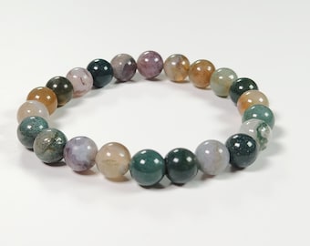 モスアゲートバングルブレスレット：ミックスジェムストーンジュエリー