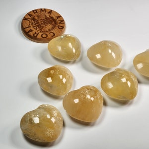 Honey Calcite Hearts, Calcite Gemstone Hearts, Calcite Hearts, Healing Crystal, Solar Plexus Chakra, Personal Power Stone, Heart Crystal