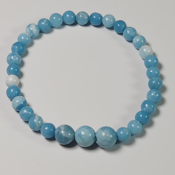 Blue Pectolite Gemstone Bracelet, Sky Blue Larimar Gemstone Bracelet, Blue Crystal Healing