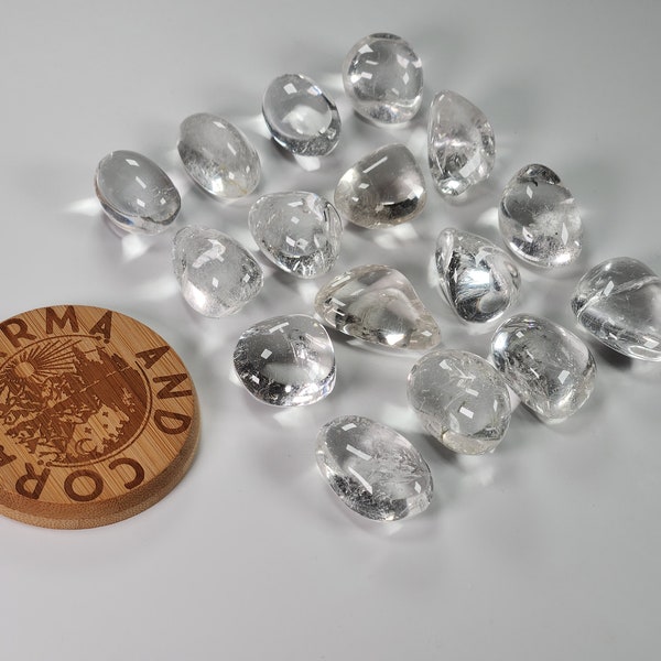 Brazilian Clear Quartz tumble, Quartz Gemstone Palmstones, Clear Quartz Gemstone, Grounding Crystal, High Quality Crystal Tumble