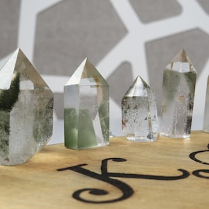 Mini Green Chlorite Quartz towers, Green Garden Quartz Towers, Phantom Quartz, Green Phantoms , Hematite Phantoms, Chlorite Phantom Quartz